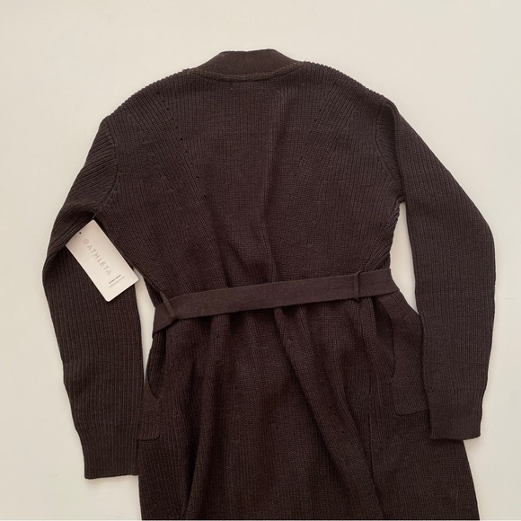 Athleta Scenic Wrap Cardigan Sweater Size XS Walnut Brown Cozy Long Merino Wool - Picture 9 of 10